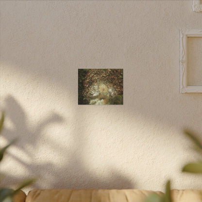 Autumn Leaf Reflection Matte Canvas Wall Art — Nature Forest Stream Print - Yagrumo leaf in middle of many decomposing leafs - Amazing symmetry - Tradewinds trail