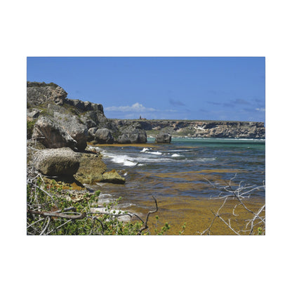 Coastal Cliff Seascape Canvas Print - Mona Island - 40 miles from Puerto Rico - Pristine & isolated