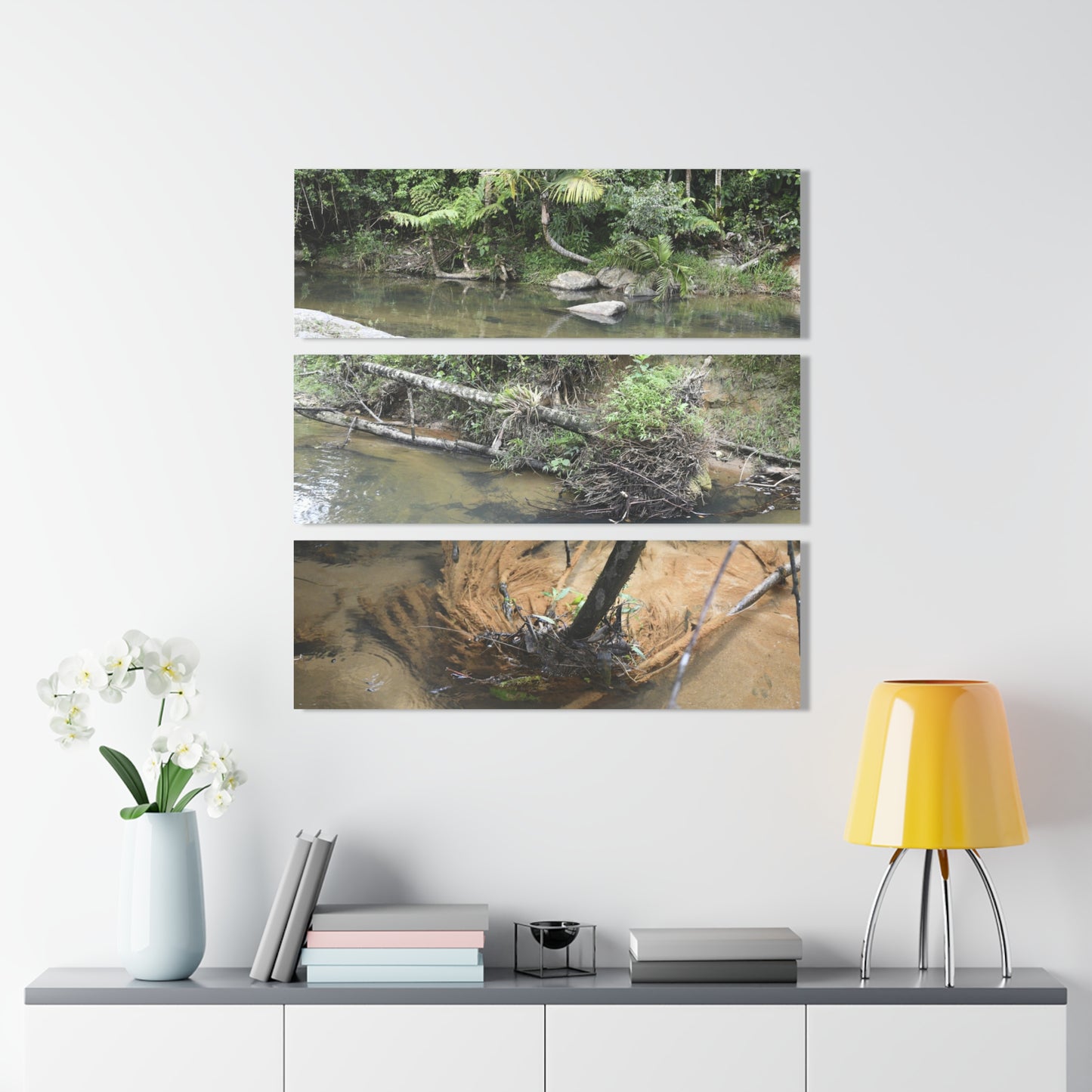 Deep Forest Explorations - Pristine Rio Sabana Nature Art - El Yunque RainForest  - Nikon D850 - Tropical Rivers Triptych Acrylic Print – Panoramic Jungle Wall Aert