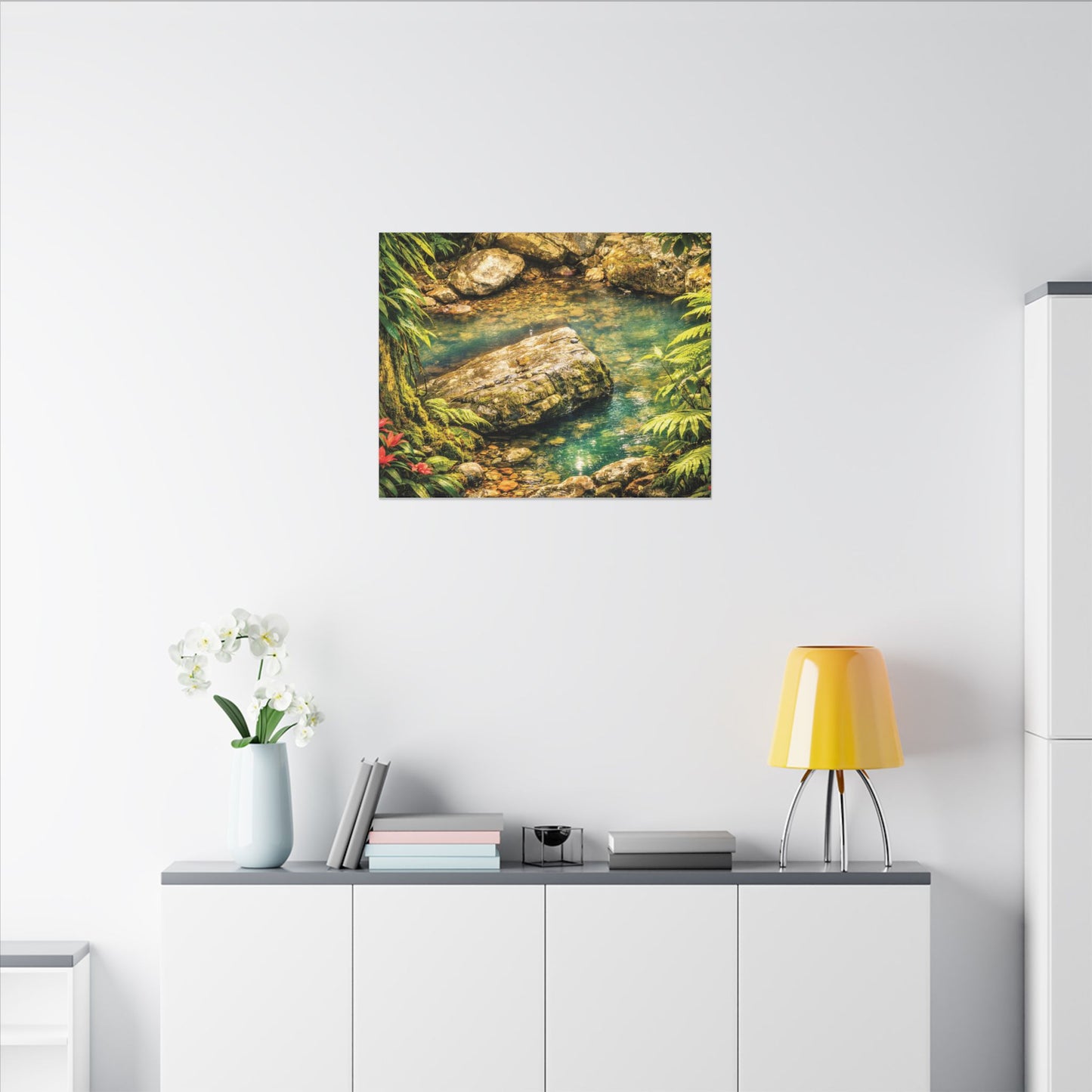 Tropical Forest Stream Matte Canvas Wall Art — Stretched Nature Landscape Print