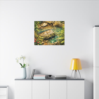 Tropical Forest Stream Matte Canvas Wall Art — Stretched Nature Landscape Print
