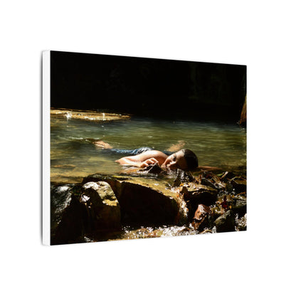 Matte Stretched Canvas Print – Serene River Nymph Photo Wall Art - Explorer Jose rests after a week of explorations