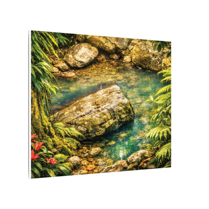Tropical Forest Stream Matte Canvas Wall Art — Stretched Nature Landscape Print
