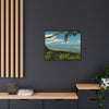 Tropical Vista Matte Canvas Framed Wall Art — Lush Mountain to Ocean Landscape - View from the Three Peaks of the Atlantic Ocean - El Yunque rainforest PR