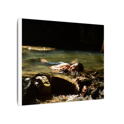 Matte Stretched Canvas Print – Serene River Nymph Photo Wall Art - Explorer Jose rests after a week of explorations
