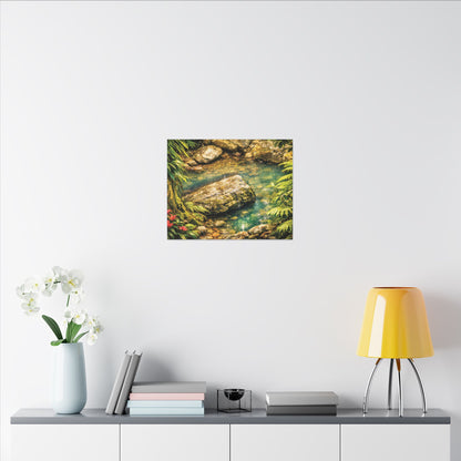 Tropical Forest Stream Matte Canvas Wall Art — Stretched Nature Landscape Print