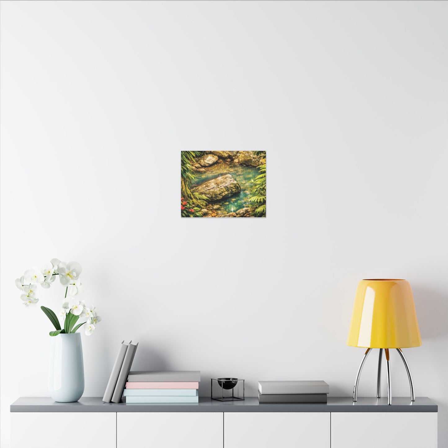 Tropical Forest Stream Matte Canvas Wall Art — Stretched Nature Landscape Print