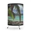 Mona Island Remote Pajaros Beach PR - Tropical Beach Tripod Lamp — Printed Palm Tree Shade, Coastal Home Décor - Nikon