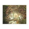 Autumn Leaf Reflection Matte Canvas Wall Art — Nature Forest Stream Print - Yagrumo leaf in middle of many decomposing leafs - Amazing symmetry - Tradewinds trail