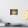 Autumn Leaf Reflection Matte Canvas Wall Art — Nature Forest Stream Print - Yagrumo leaf in middle of many decomposing leafs - Amazing symmetry - Tradewinds trail