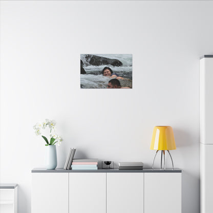 River Swim Photo Canvas Print — Matte Stretched Wall Art - Family cooling - Mameyes River - Miguel and Gabi - El Yunque Rainforest - Puerto Rico