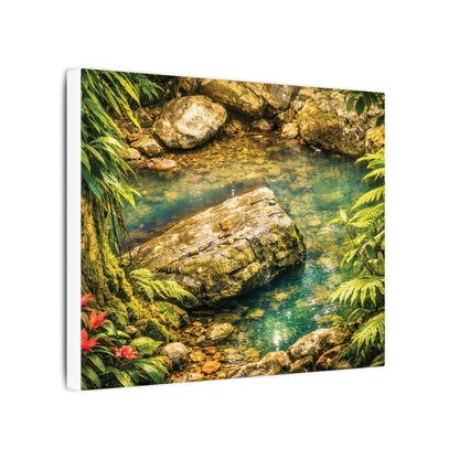 Tropical Forest Stream Matte Canvas Wall Art — Stretched Nature Landscape Print