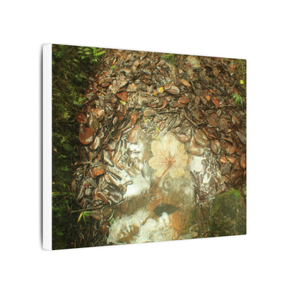 Autumn Leaf Reflection Matte Canvas Wall Art — Nature Forest Stream Print - Yagrumo leaf in middle of many decomposing leafs - Amazing symmetry - Tradewinds trail