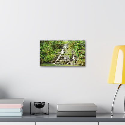 Tropical Waterfall Canvas Wall Art — Lush Jungle Landscape Print