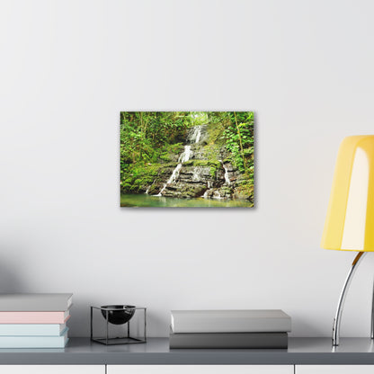 Tropical Waterfall Canvas Wall Art — Lush Jungle Landscape Print