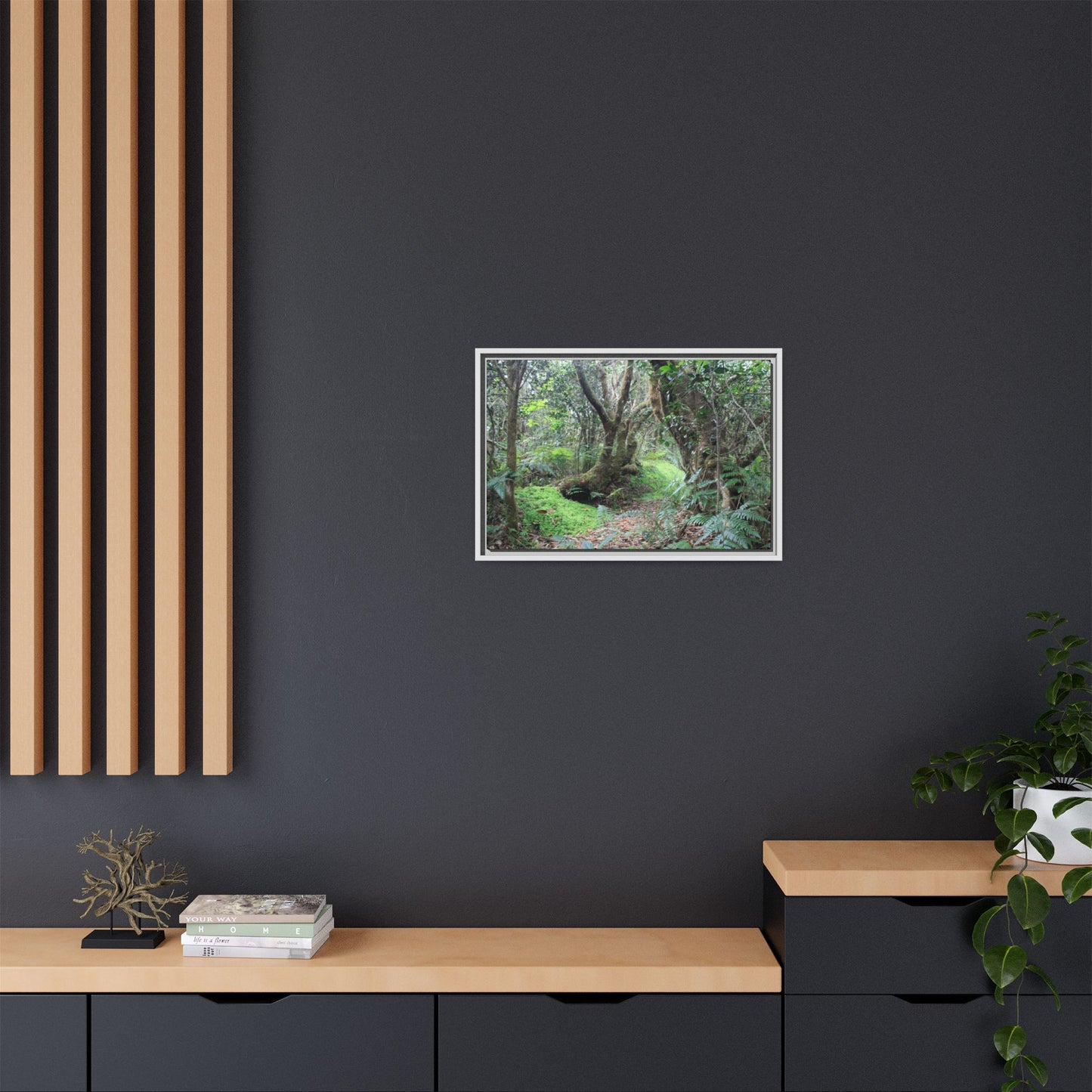 Tropical Vista Matte Canvas Framed Wall Art — Magic section of the remote Tradewinds Trail -  El Yunque rainforest PR