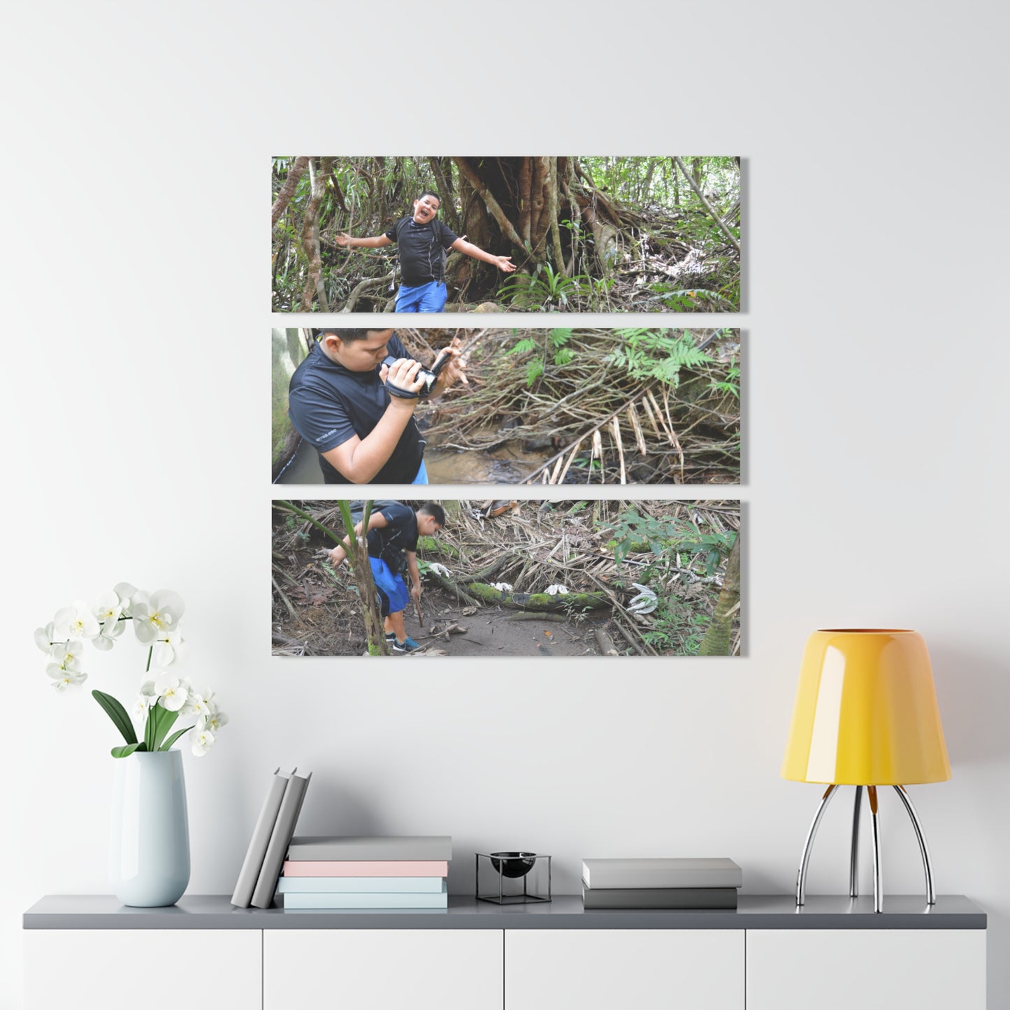 Deep Forest Explorations - Jose Explores - El Yunque Holy Spirit River - Nikon D850 - Nikon D850 - Triptych Acrylic Print – Forest Creek Landscape Wall Art
