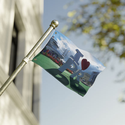 I ♥ PR landmark- Puerto Rico Photo Flag — OLD SAN JUAN PIER & BOAT Double-Sided Outdoor Decorative Flag
