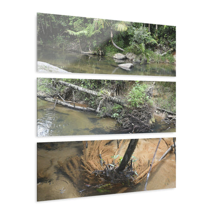 Deep Forest Explorations - Pristine Rio Sabana Nature Art - El Yunque RainForest  - Nikon D850 - Tropical Rivers Triptych Acrylic Print – Panoramic Jungle Wall Aert
