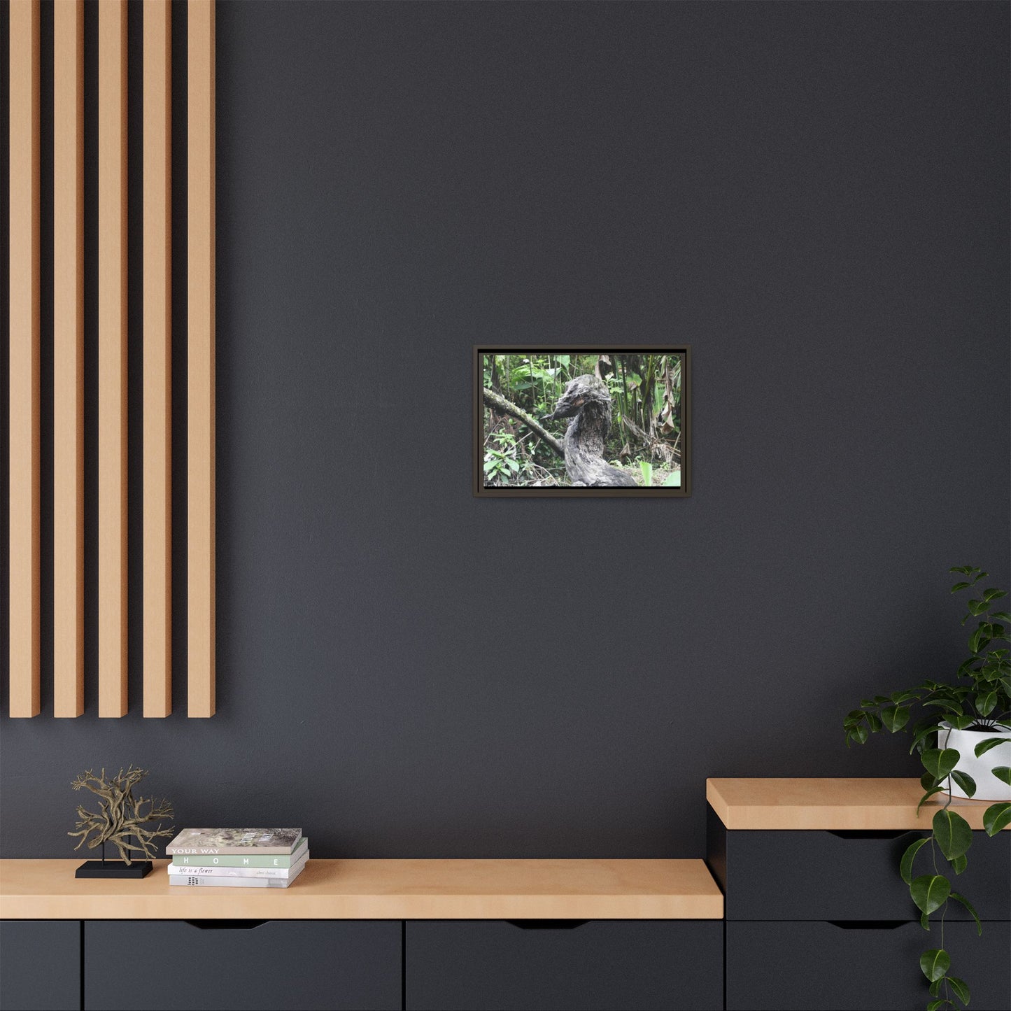 Tropical Vista Matte Canvas Framed Wall Art - Forest explorations - Deep in Sabana River Unusual Tree formations ??? -  El Yunque rainforest PR