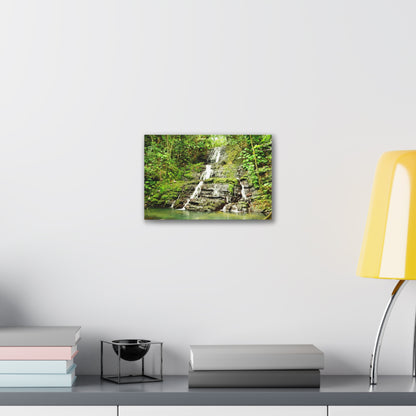 Tropical Waterfall Canvas Wall Art — Lush Jungle Landscape Print