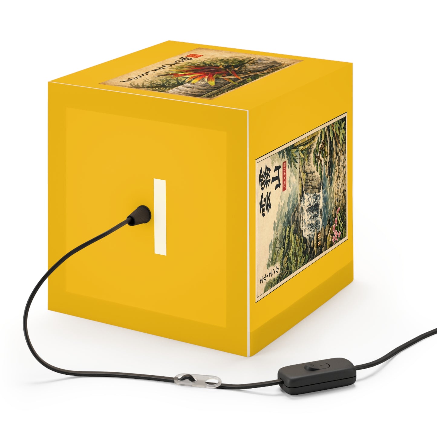 Japanese Vintage Landscape Cube Lamp — Waterfall & Botanical Pendant Light - El Yunque Rainforest art prints - Nikon images