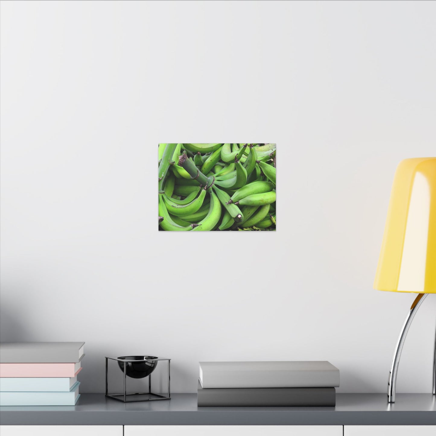 Green Banana Bunch Matte Canvas Wall Art — Tropical Kitchen Decor - Platanos in Puerto Rico - ready for cooking - for tostones etc.