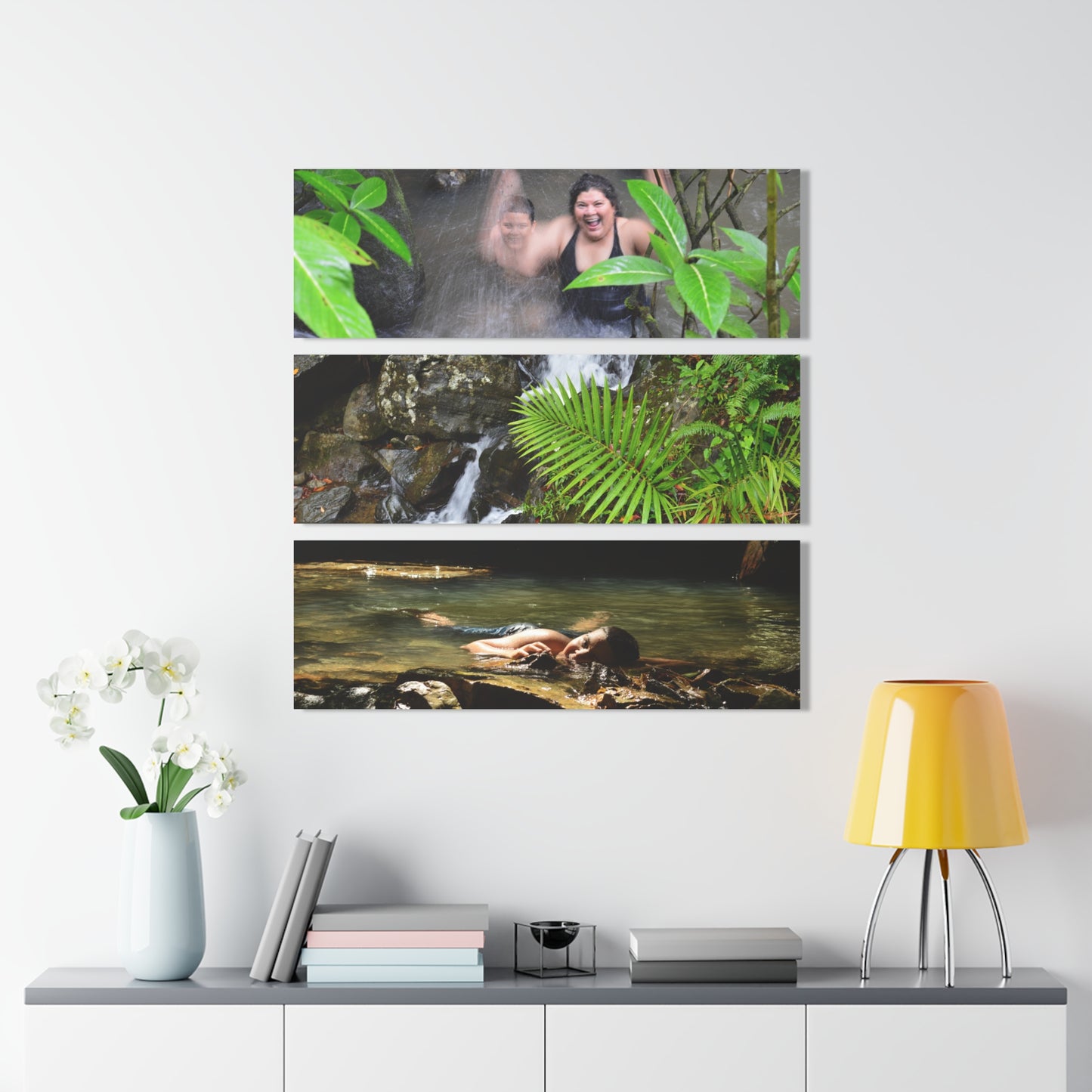 El Yunque Rainforest - The Joy and Beauty of El Yunque Streams  - Jose and Gloria - Nikon D850 - Triptych Acrylic Print – Forest Creek Landscape Wall Art