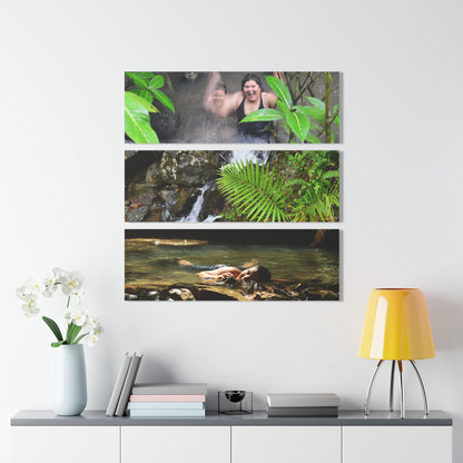 El Yunque Rainforest - The Joy and Beauty of El Yunque Streams  - Jose and Gloria - Nikon D850 - Triptych Acrylic Print – Forest Creek Landscape Wall Art