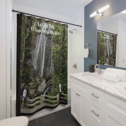 La Coca Falls - El Yunque - PUERTO RICO - Tropical Palm Beach Shower Curtain — Coastal Bathroom Decor - Nikon image