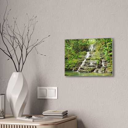 Tropical Waterfall Canvas Wall Art — Lush Jungle Landscape Print