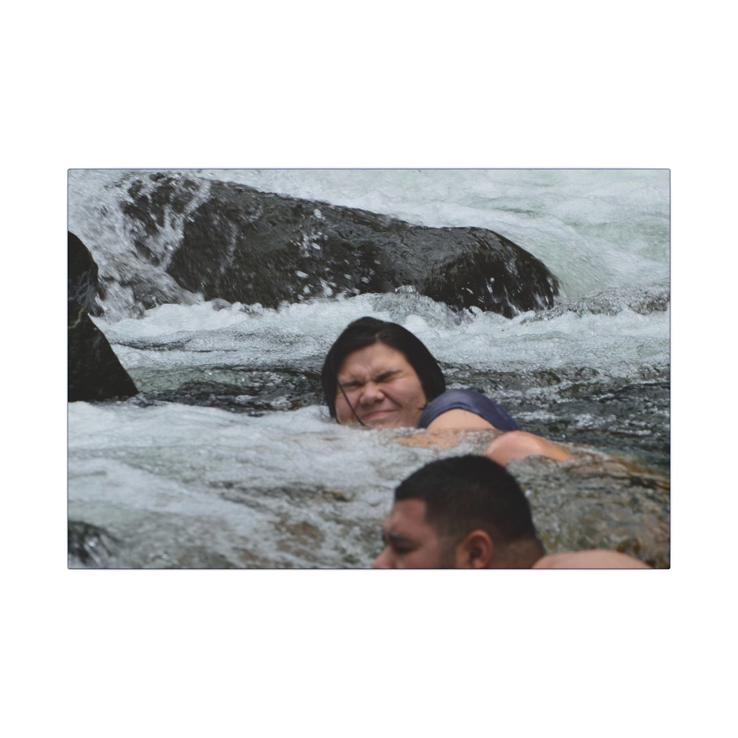 River Swim Photo Canvas Print — Matte Stretched Wall Art - Family cooling - Mameyes River - Miguel and Gabi - El Yunque Rainforest - Puerto Rico