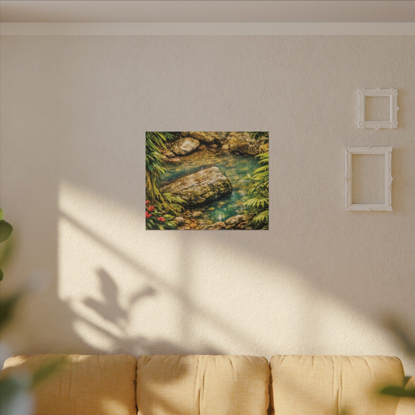 Tropical Forest Stream Matte Canvas Wall Art — Stretched Nature Landscape Print