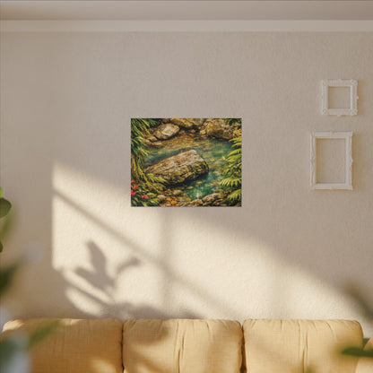 Tropical Forest Stream Matte Canvas Wall Art — Stretched Nature Landscape Print