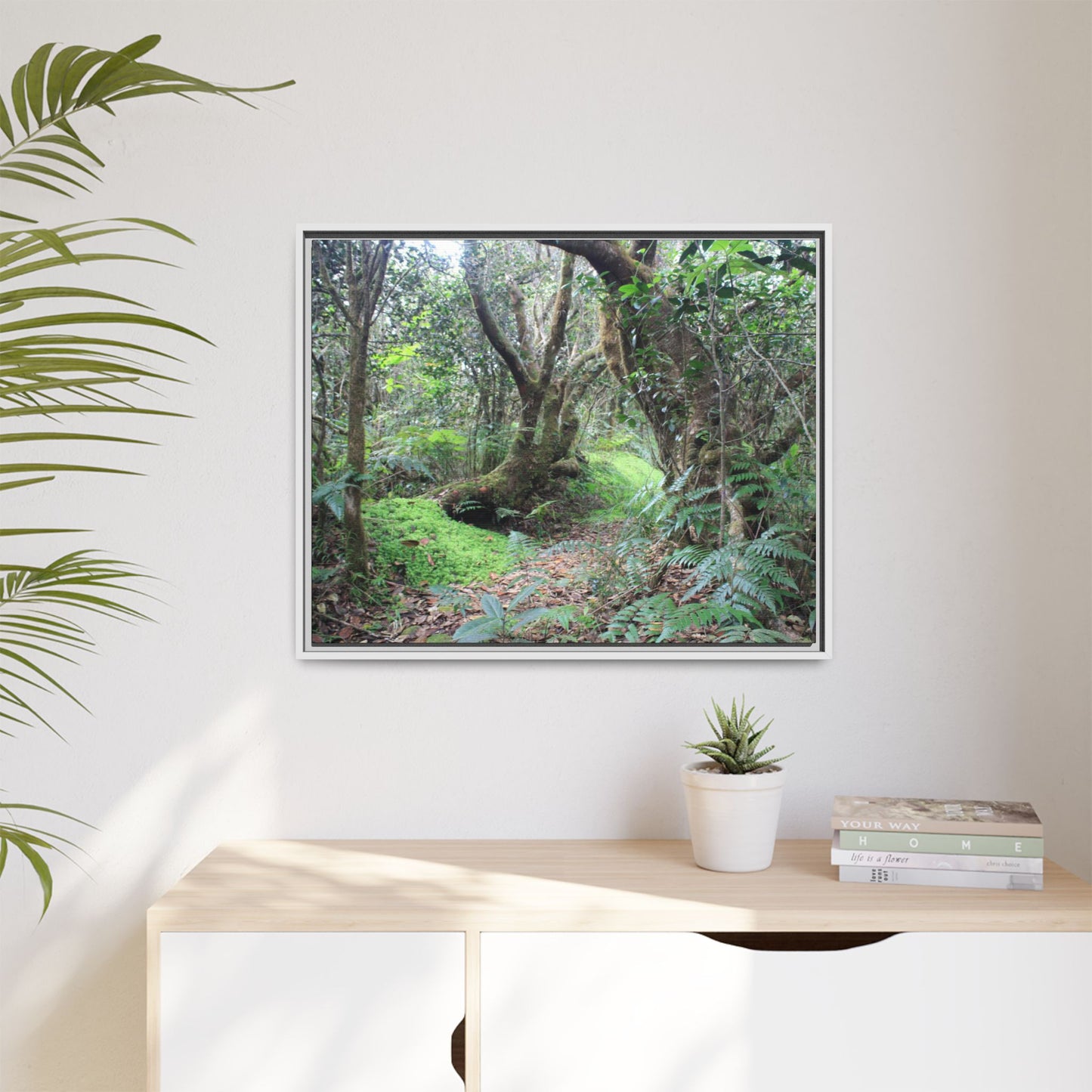 Tropical Vista Matte Canvas Framed Wall Art — Magic section of the remote Tradewinds Trail -  El Yunque rainforest PR