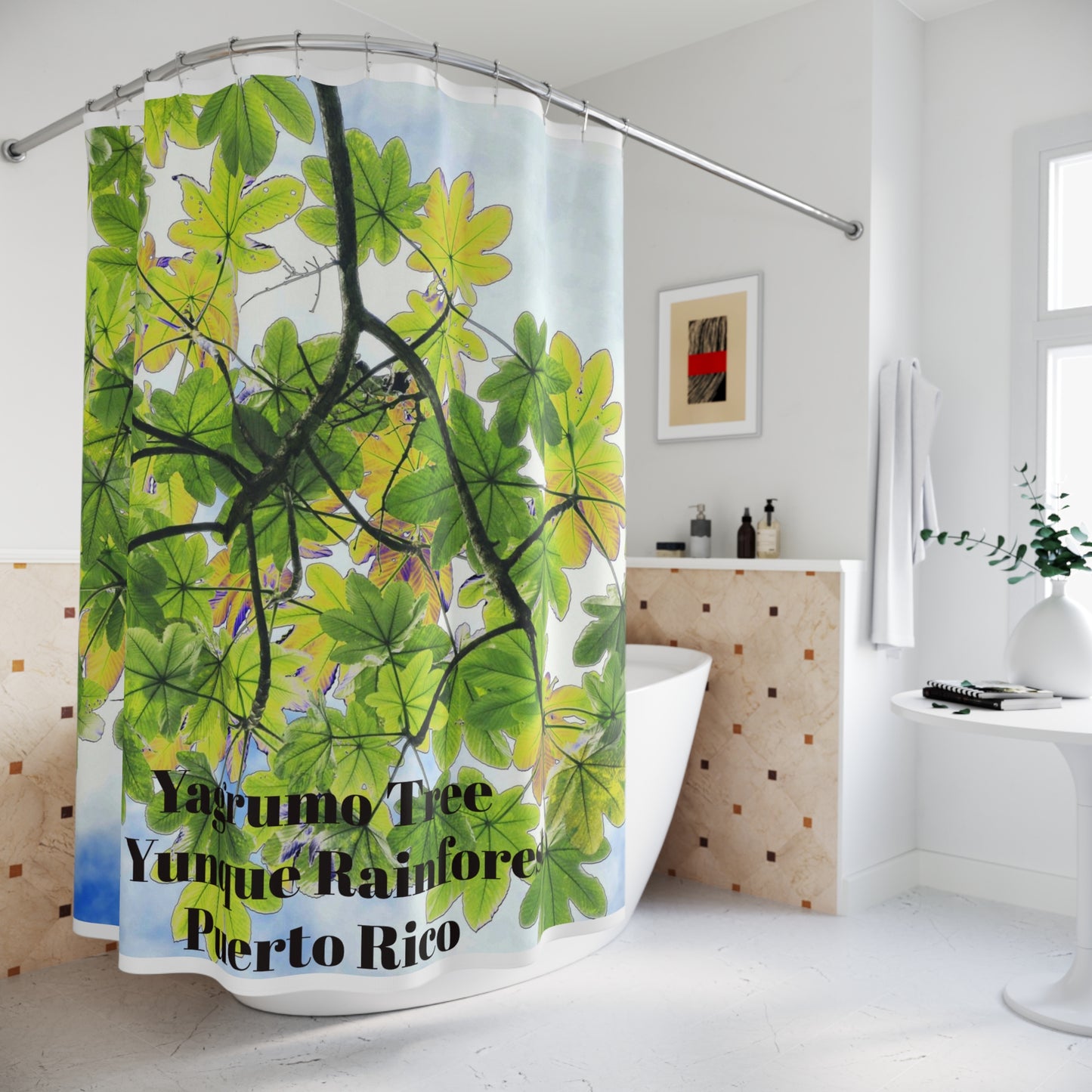 Yagrumo Tree - El Yunque - PUERTO RICO - Shower Curtain — Coastal Bathroom Decor - Nikon image