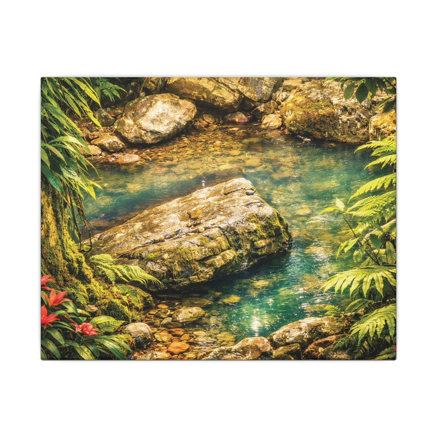 Tropical Forest Stream Matte Canvas Wall Art — Stretched Nature Landscape Print