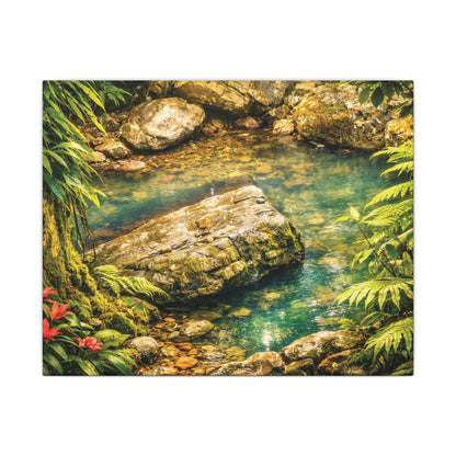 Tropical Forest Stream Matte Canvas Wall Art — Stretched Nature Landscape Print