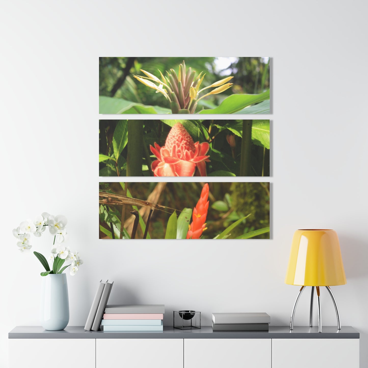 Deep Forest Explorations - Rare Flowers of El Yunque RainForest  - Nikon D850 - Tropical Mountains Triptych Acrylic Print – Panoramic Jungle & Ocean Wall Art