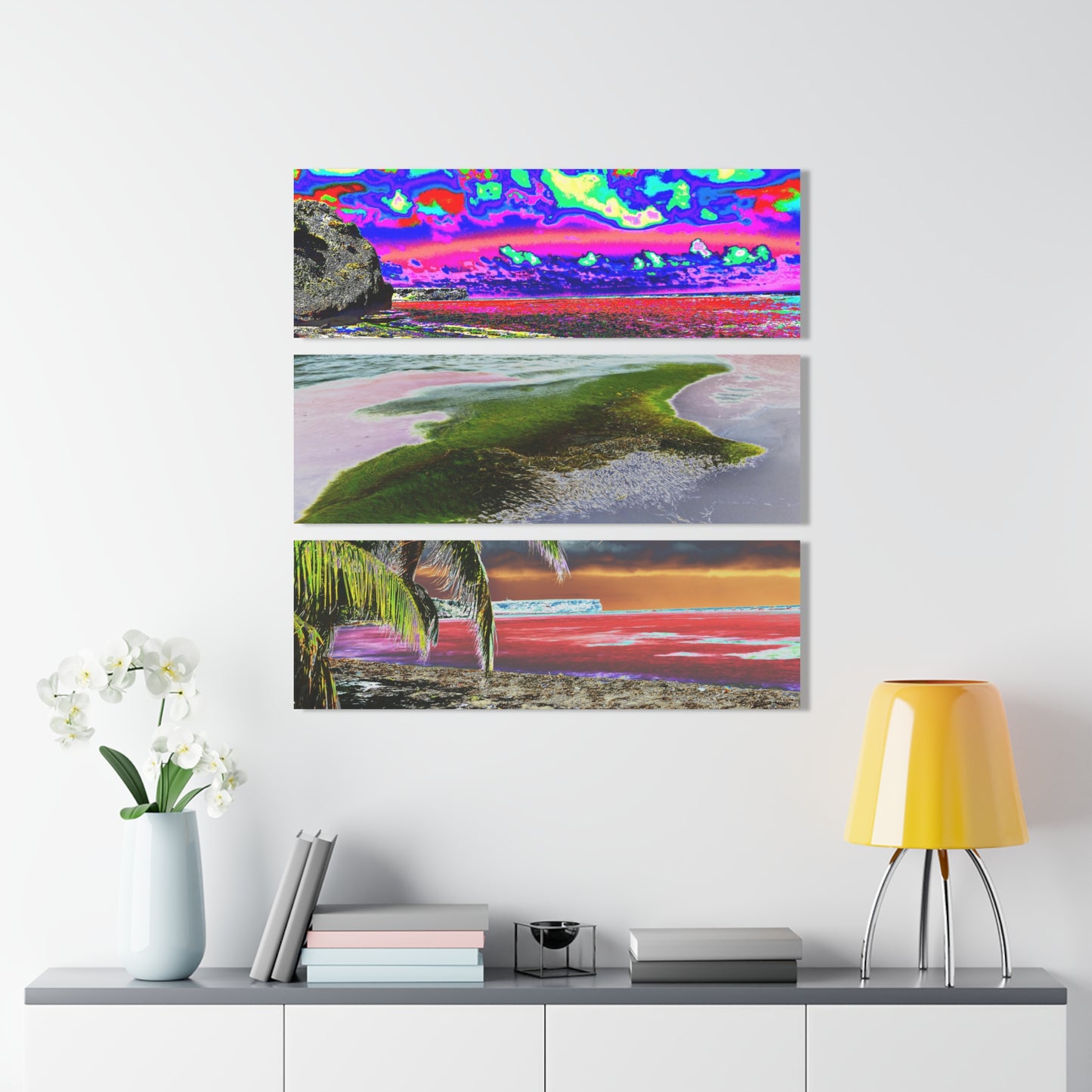 Remote Mona Island Art - Beaches of Playa Pajaros - Color Enhanced Caves - Nikon D850 - Triptych Acrylic Print – Marvel Islands of Puerto Rico