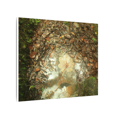 Autumn Leaf Reflection Matte Canvas Wall Art — Nature Forest Stream Print - Yagrumo leaf in middle of many decomposing leafs - Amazing symmetry - Tradewinds trail
