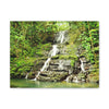 Tropical Waterfall Canvas Wall Art — Lush Jungle Landscape Print