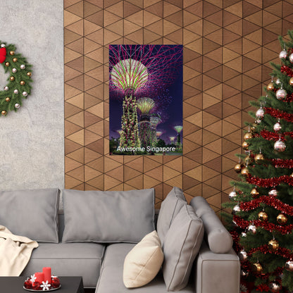 Premium Matte Vertical Posters US MADE - Super Trees Night Scene at Singapore Gardens by the Bay.