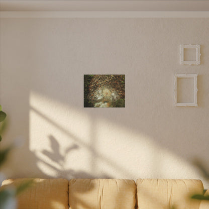Autumn Leaf Reflection Matte Canvas Wall Art — Nature Forest Stream Print - Yagrumo leaf in middle of many decomposing leafs - Amazing symmetry - Tradewinds trail