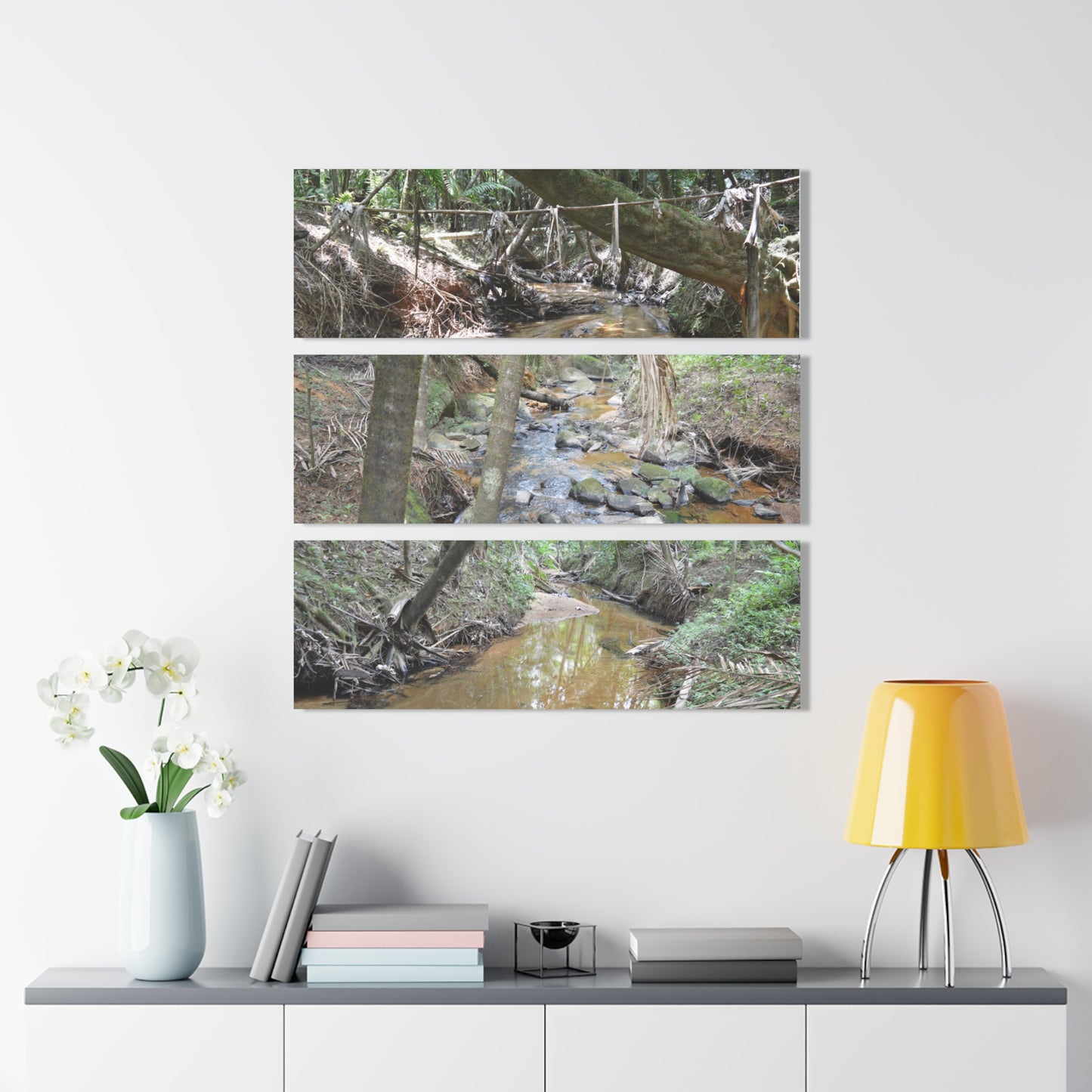 Deep Forest Explorations - El Yunque Holy Spirit River - Nikon D850 - Triptych Acrylic Print – Forest Creek Landscape Wall Art