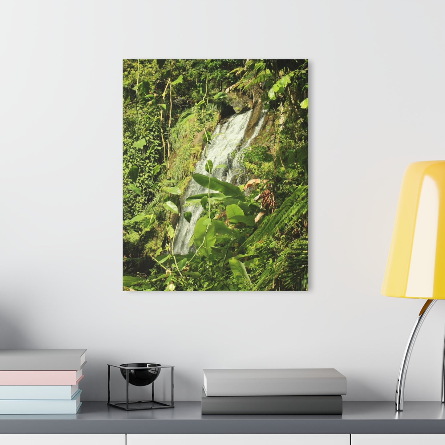 Tropical Waterfall Acrylic Print — The famous La Coca Falls -  El Yunque RainForest  - Glossy French-Cleat Wall Art