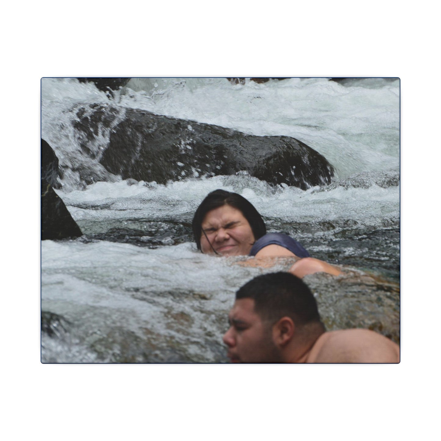 River Swim Photo Canvas Print — Matte Stretched Wall Art - Family cooling - Mameyes River - Miguel and Gabi - El Yunque Rainforest - Puerto Rico