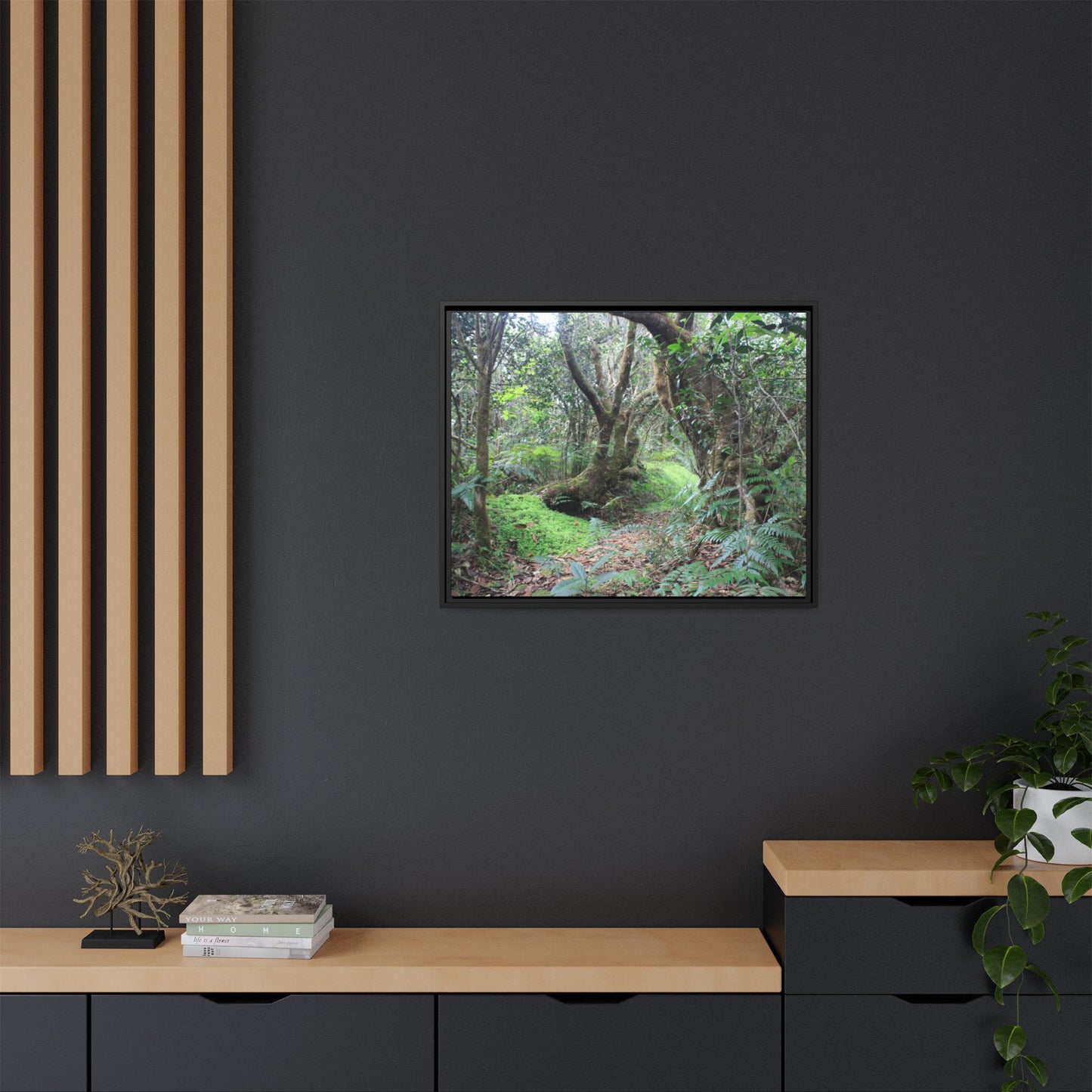 Tropical Vista Matte Canvas Framed Wall Art — Magic section of the remote Tradewinds Trail -  El Yunque rainforest PR