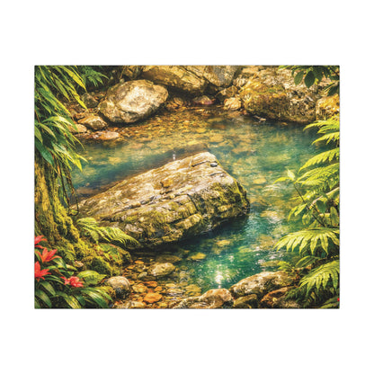 Tropical Forest Stream Matte Canvas Wall Art — Stretched Nature Landscape Print