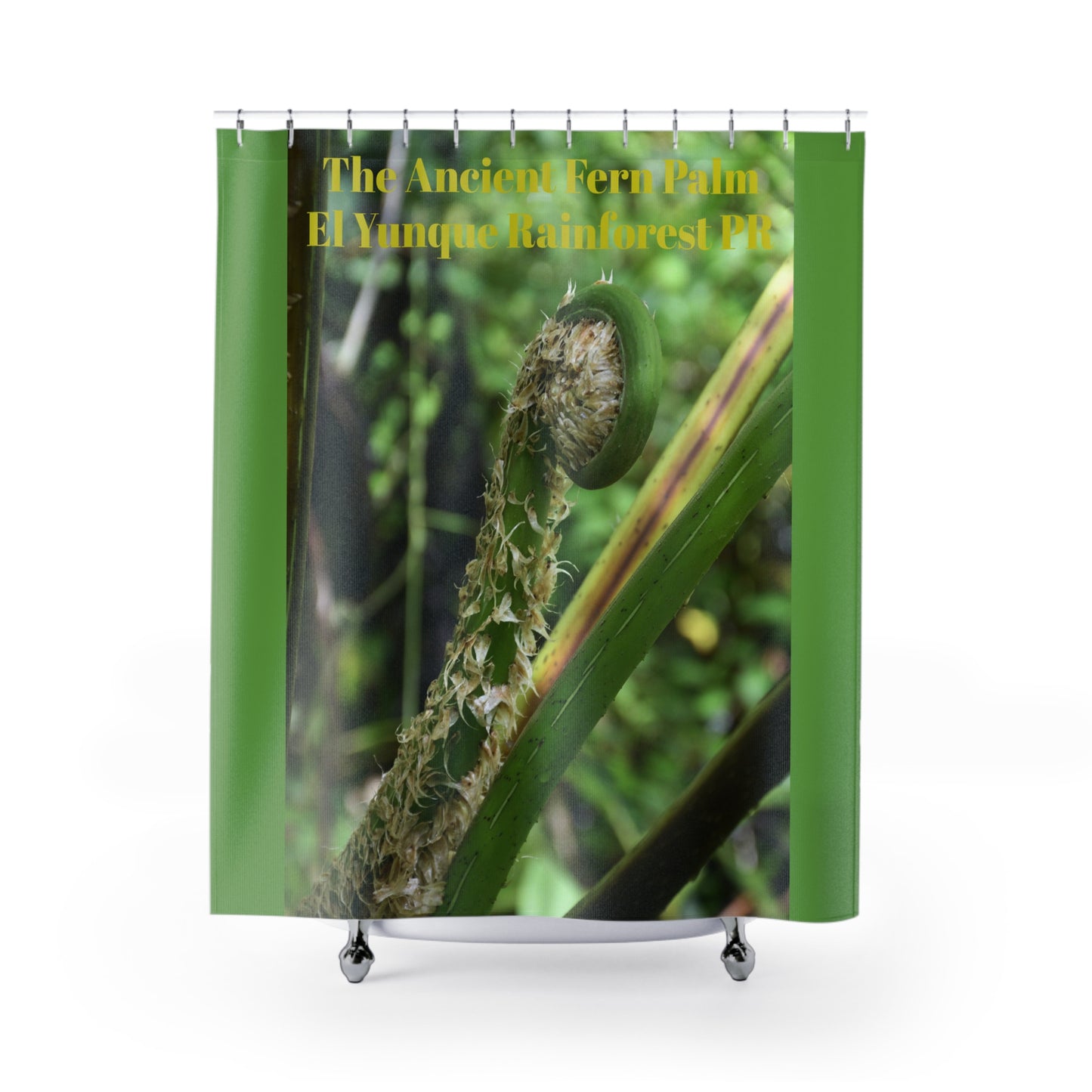Ancient Fern Palm El Yunque Rainforest Shower Curtain — Tropical Rainforest Botanical Bath Decor